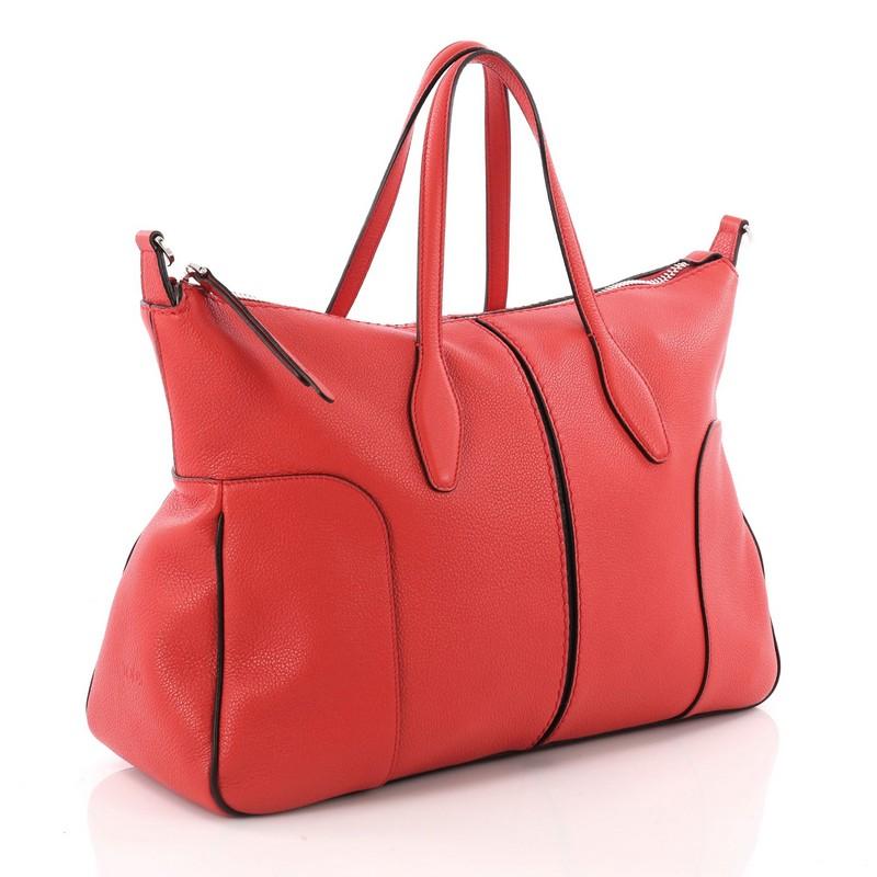 Red Tod's Piccolo Tote Leather Medium