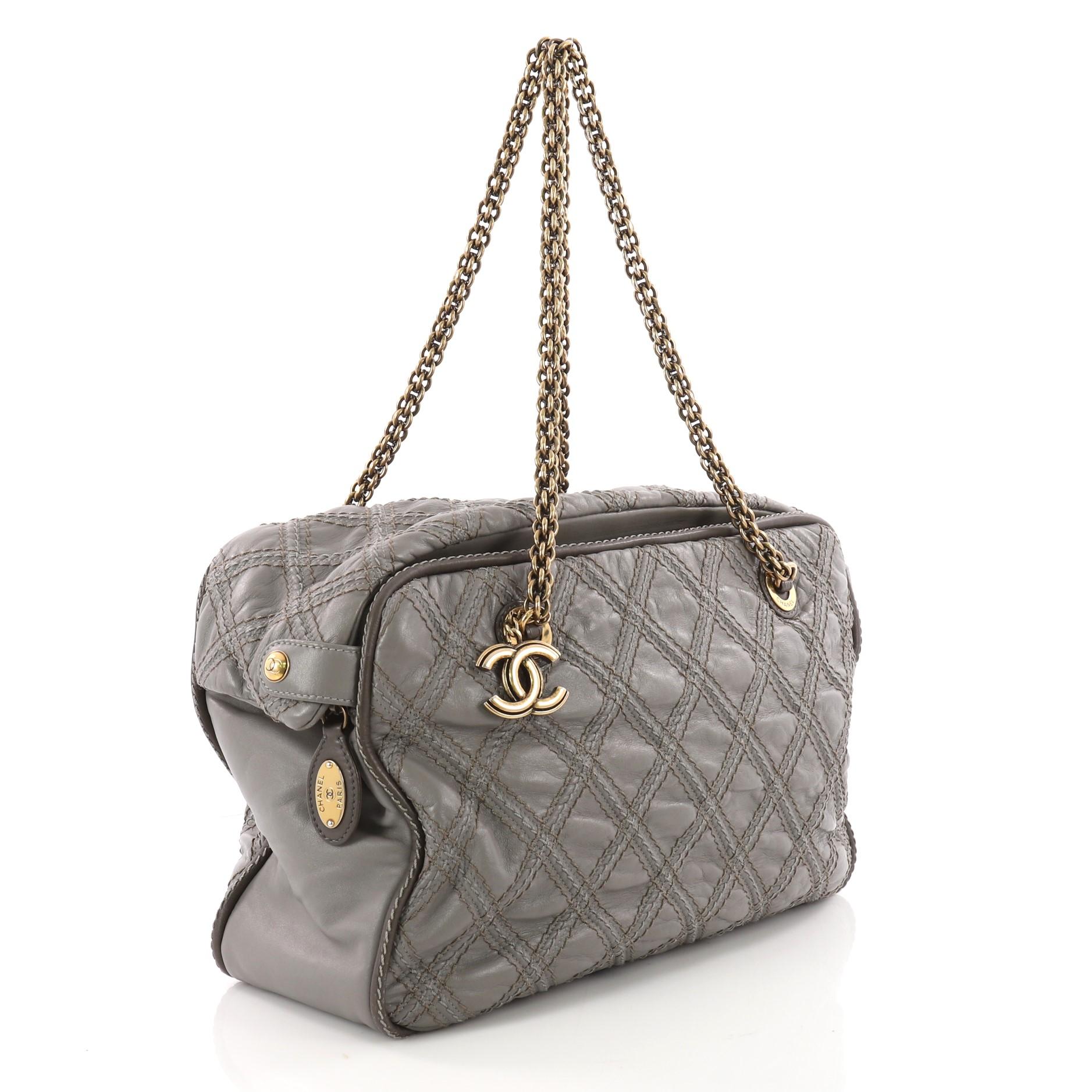 Gray Chanel Triptych Tote Quilted Calfskin