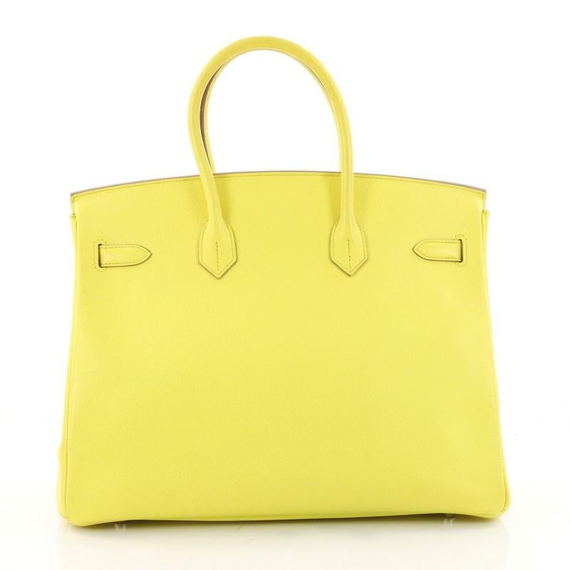 Women's Hermes Birkin Handbag Yellow Epsom with Palladium Hardware 35 