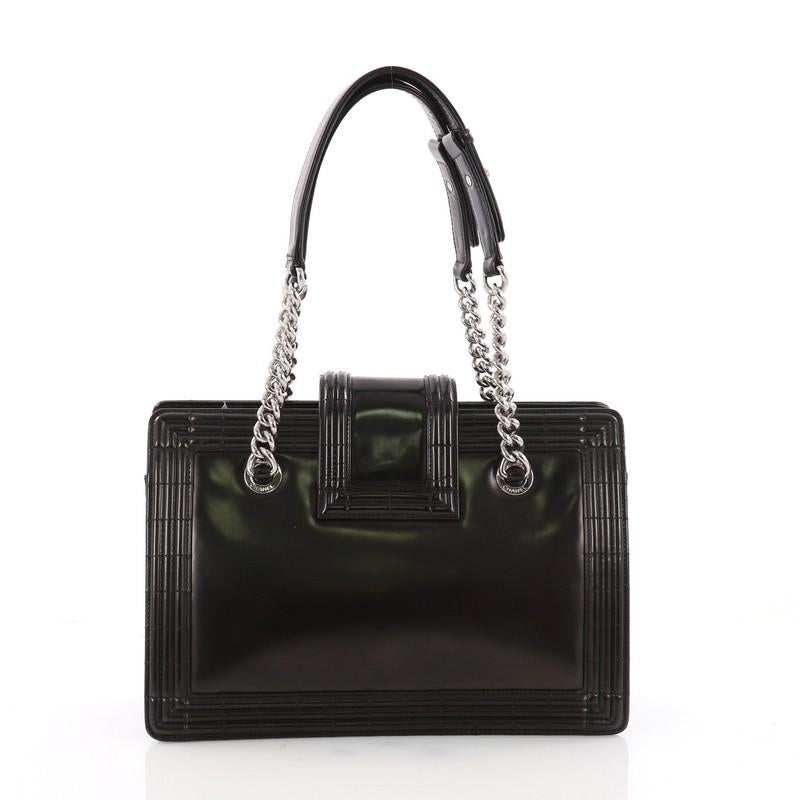 Black Chanel Boy Tote Glazed Calfskin Small