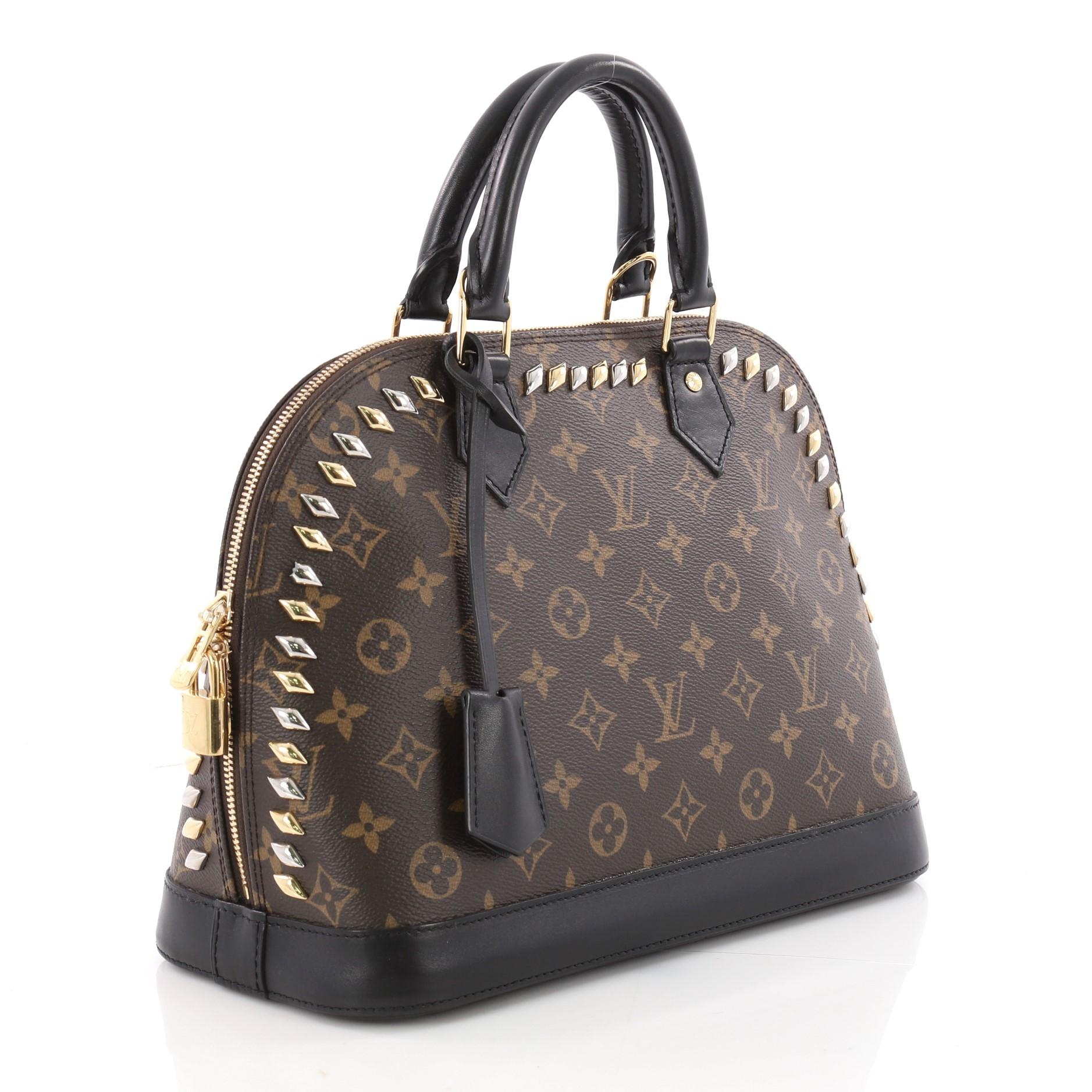 Louis Vuitton Metall Steine Alma Handtasche Nieten Monogramm Canvas PM im Zustand „Relativ gut“ in NY, NY