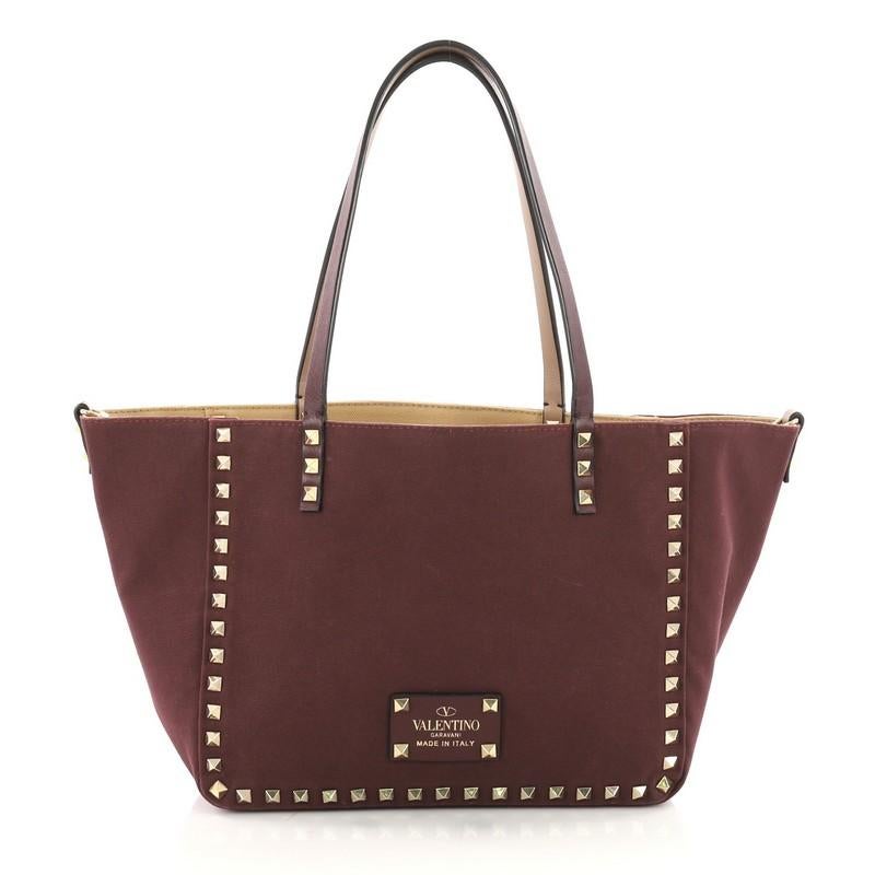 Valentino Rockstud Reversible Convertible Tote Canvas Small In Good Condition In NY, NY
