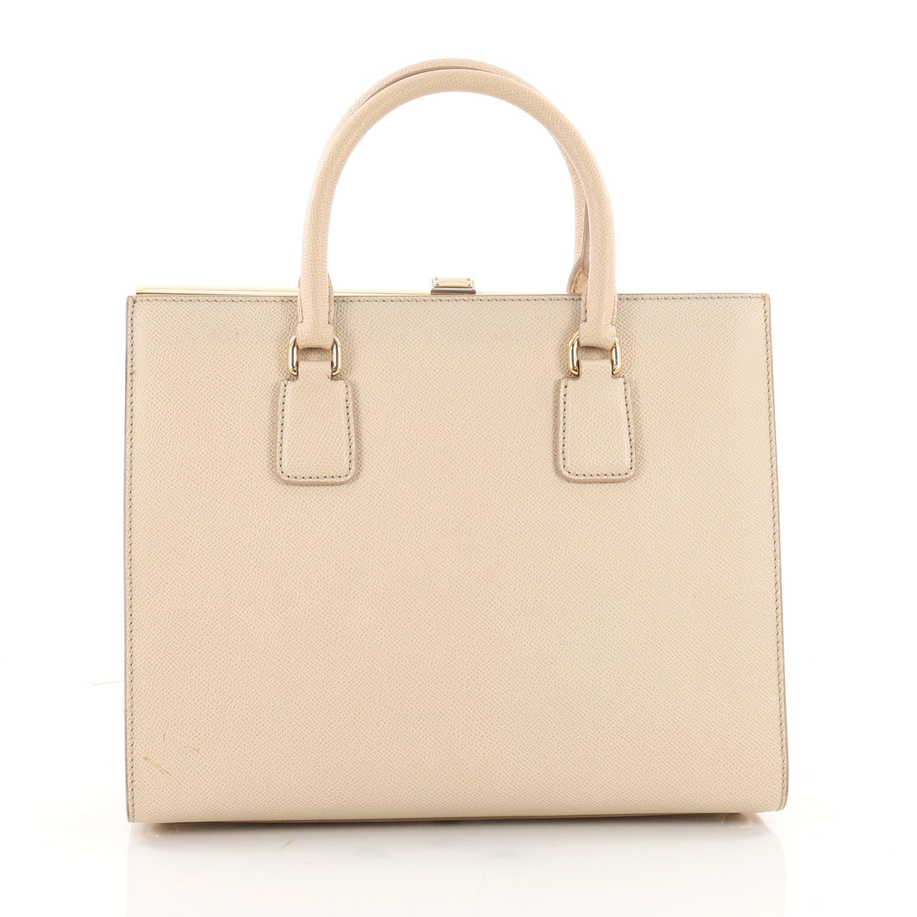 Dolce & Gabbana Convertible Lock Compartment Handbag Leather Medium In Good Condition In NY, NY