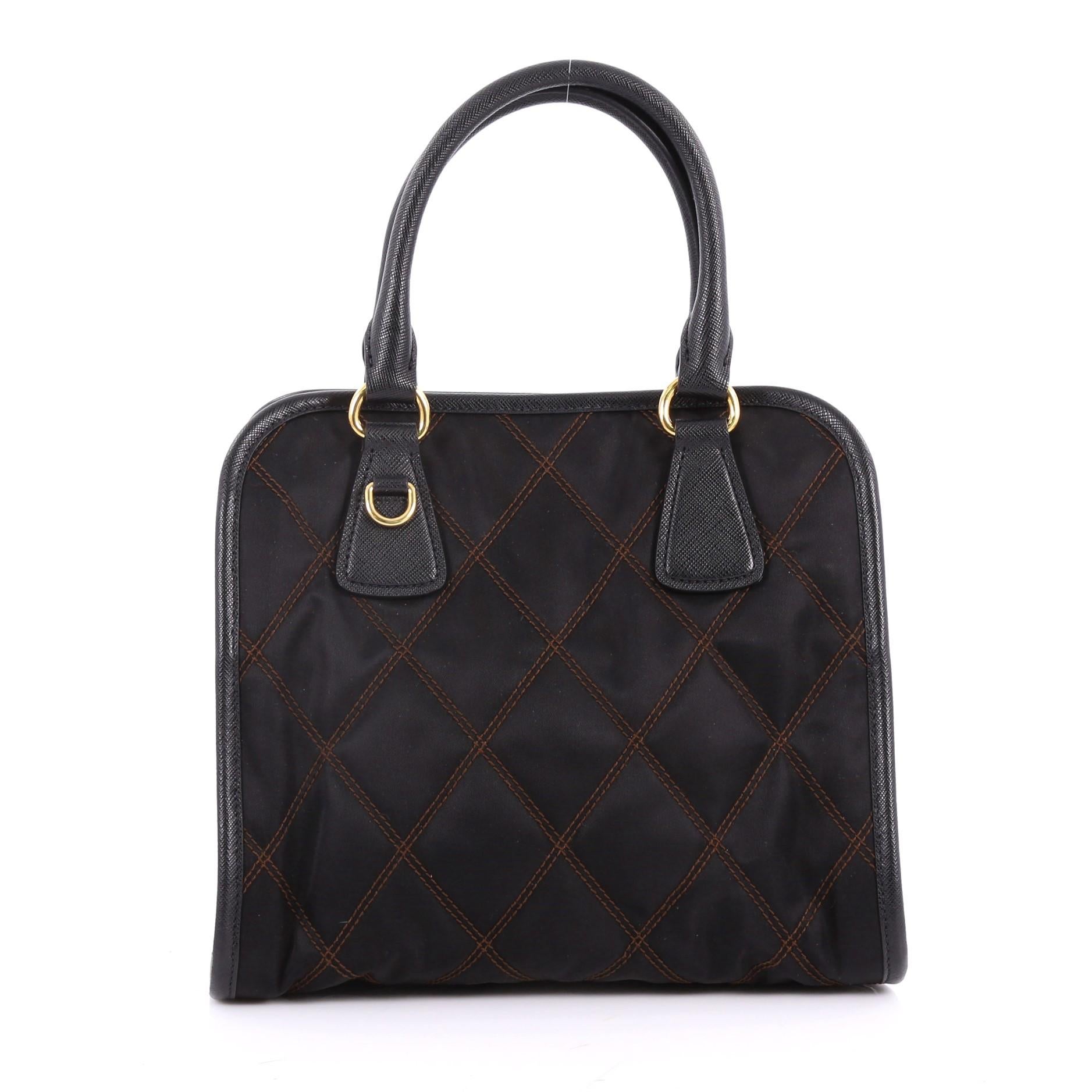 Prada Impunturato Convertible Tote Quilted Tessuto Small  In Good Condition In NY, NY