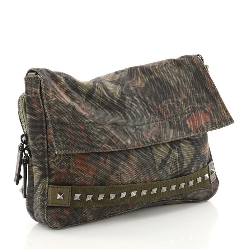 Black Valentino Rockstud Messenger Bag Camubutterfly Printed Canvas Small