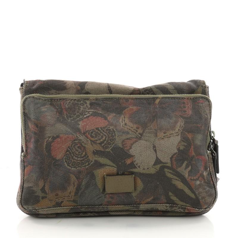 Valentino Rockstud Messenger Bag Camubutterfly Printed Canvas Small In Good Condition In NY, NY
