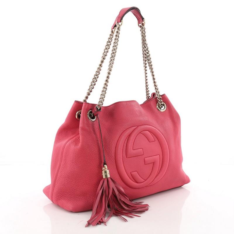 Pink Gucci Soho Chain Strap Medium Leather Shoulder Bag 
