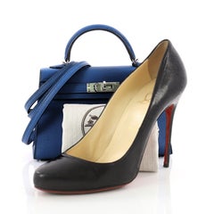 Hermes Kelly Mini II Handbag Bleu Hydra Chevre Mysore with Palladium Hardware 2