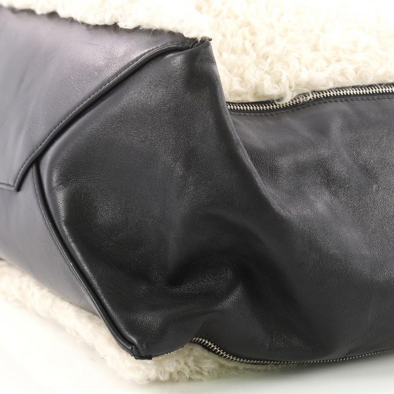 Celine Horizontal Gusset Cabas Tote Shearling and Leather Large In Good Condition In NY, NY