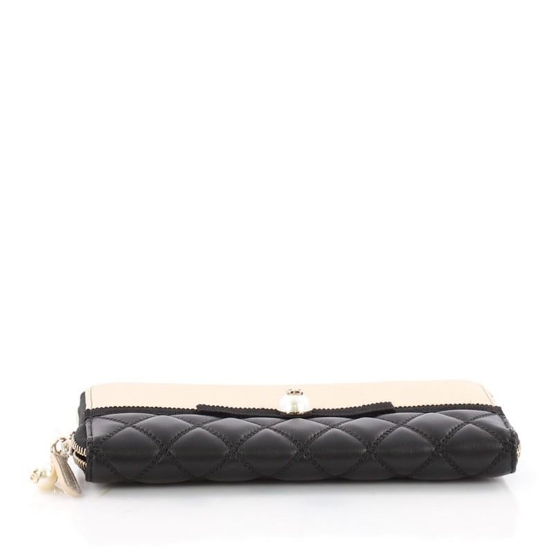Women's or Men's Chanel Pearl Zip Wallet Lambskin Long