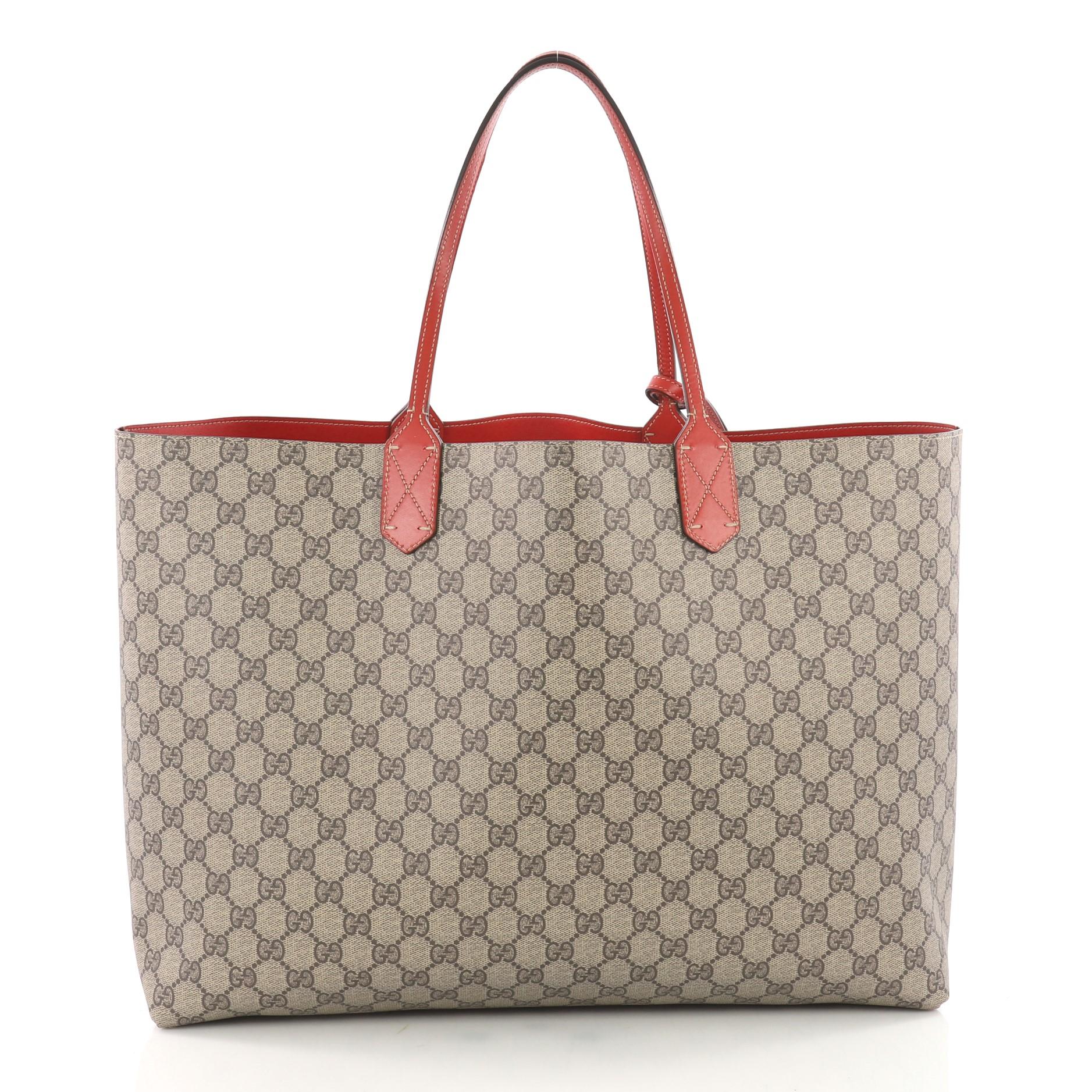 Gucci Reversible Tote GG Print Leather Medium In Good Condition In NY, NY