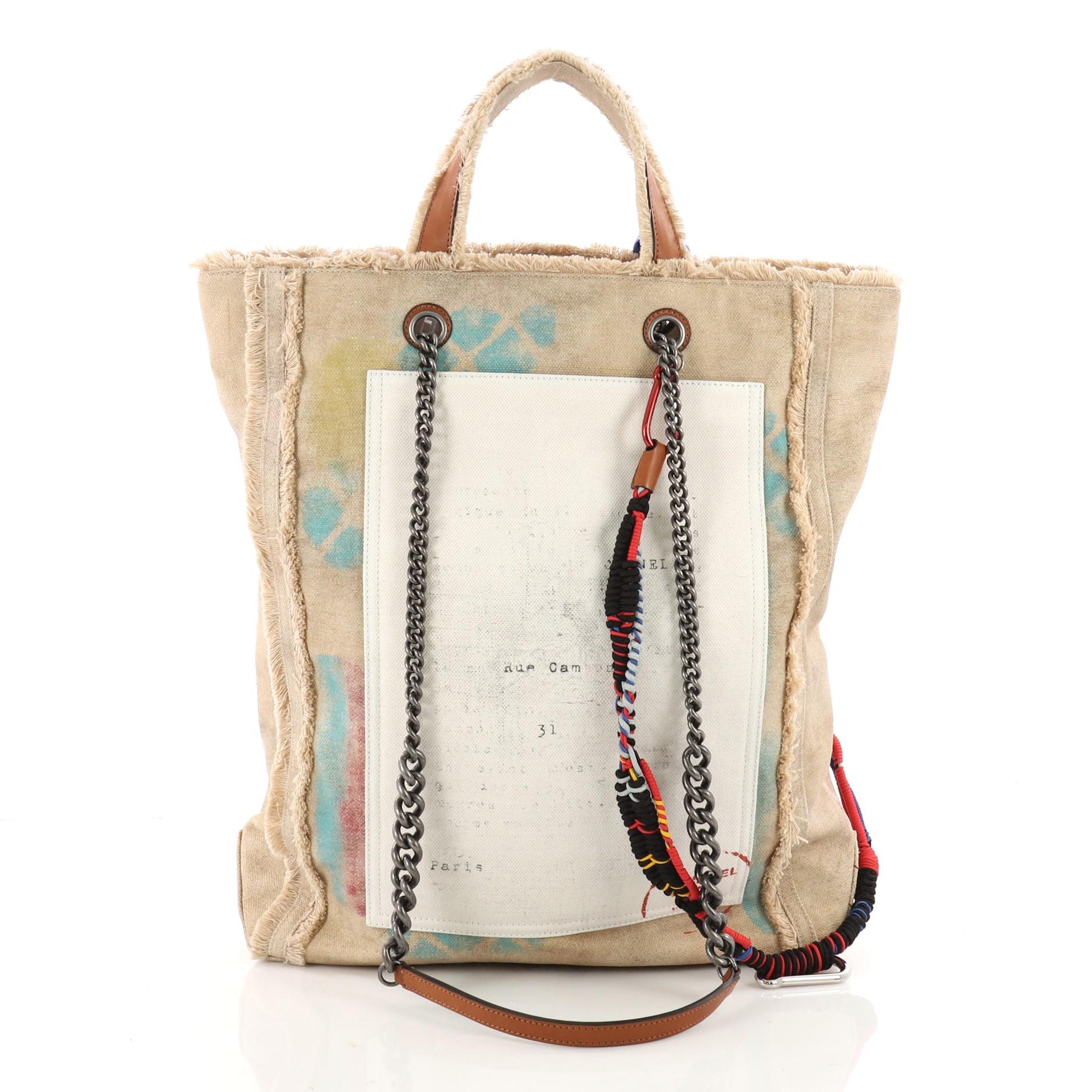 Chanel Art School Oh My Boy Tote Graffiti Canvas In Excellent Condition In NY, NY