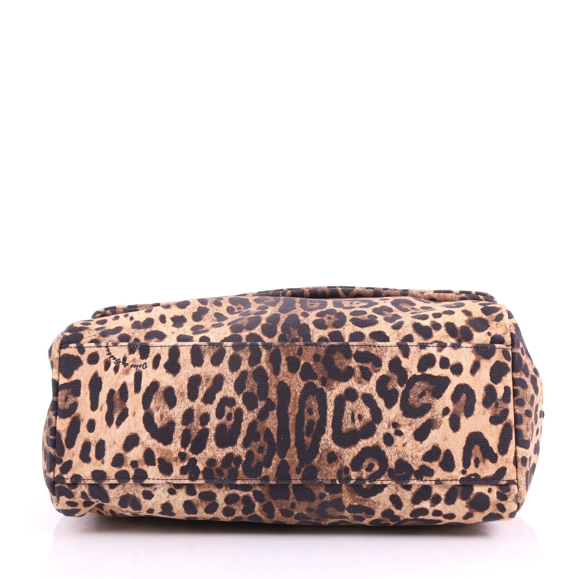 Women's or Men's Dolce & Gabbana Soft Miss Sicily Handbag Leopard Print Canvas Large
