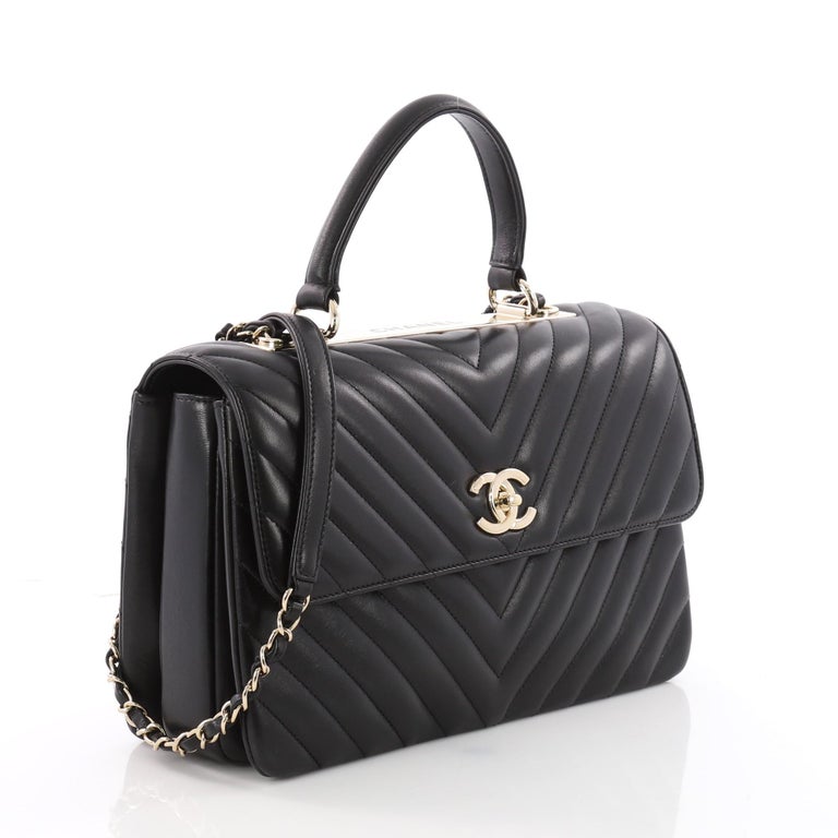 Chanel Chevron Quilted Trendy CC Top Handle Bag