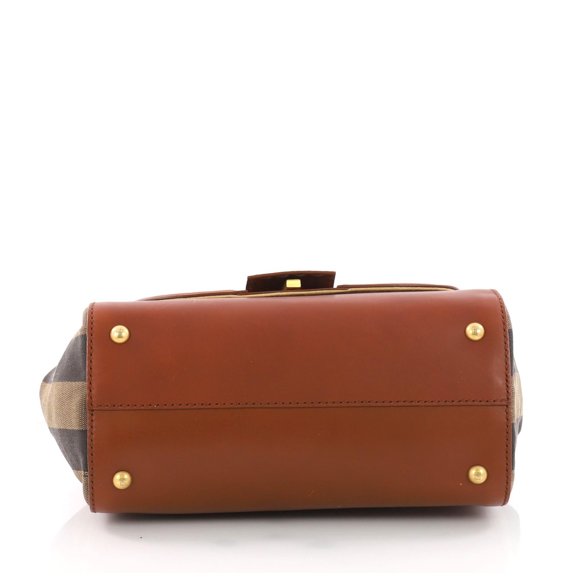 Fendi Silvana Bag Leather with Pequin Striped Canvas Small In Good Condition In NY, NY