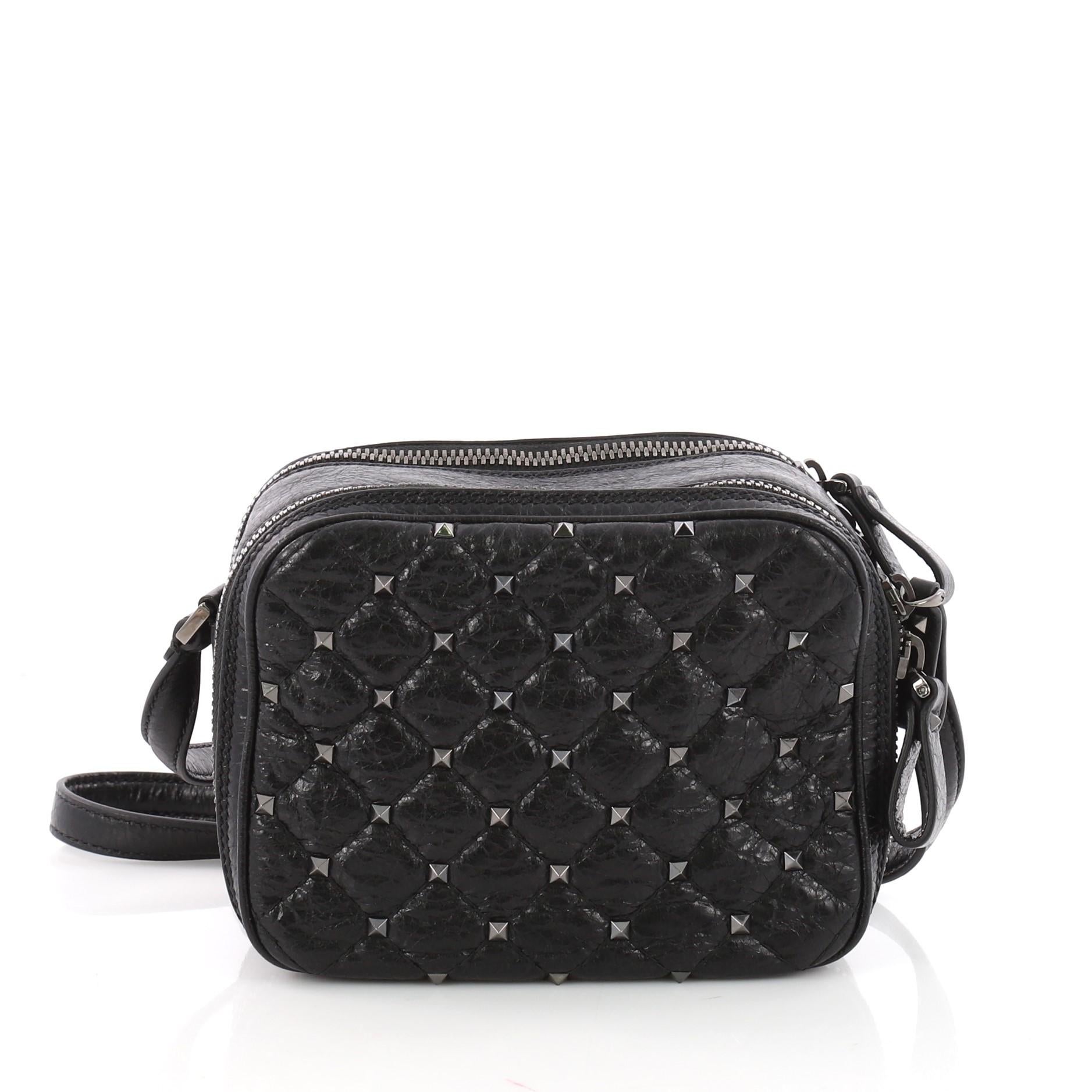 Valentino Rockstud Spike Camera Bag Quilted Leather Mini In Good Condition In NY, NY