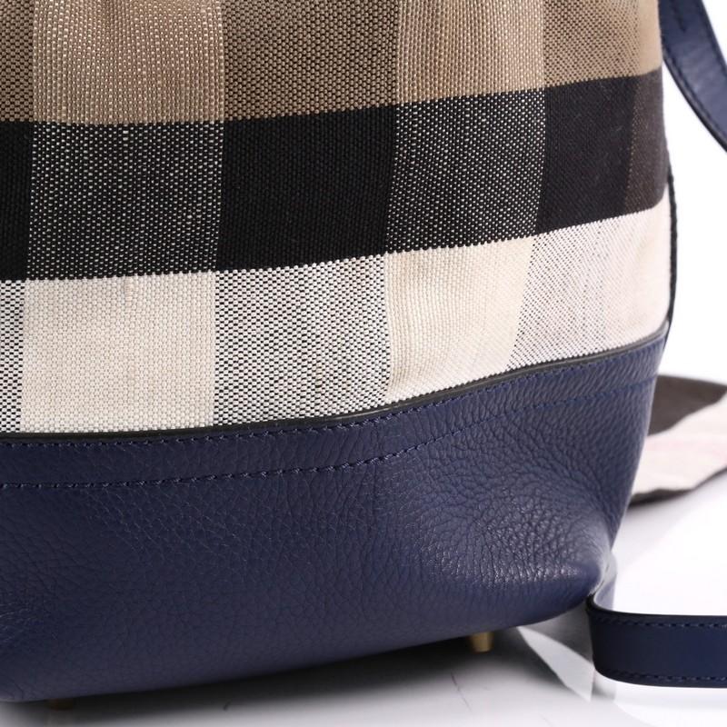 Burberry Heston Bucket Bag House Check Canvas with Leather Small In Good Condition In NY, NY