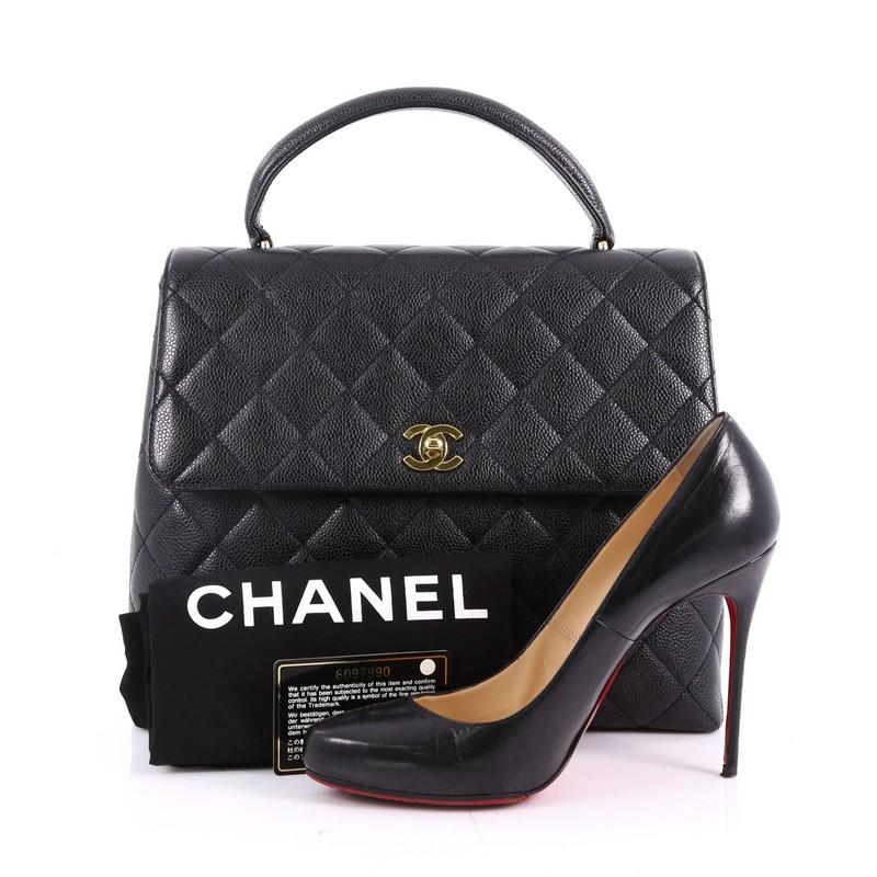 Chanel Vintage Quilted Caviar Jumbo Top Handle Flap Bag at 1stDibs
