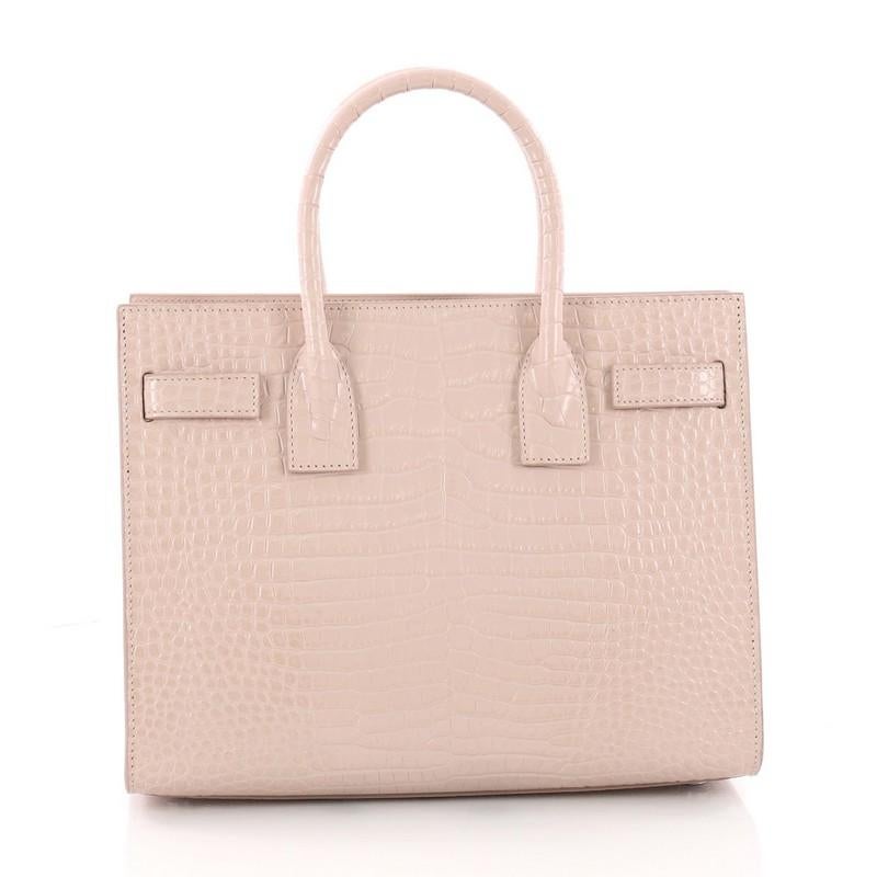 Saint Laurent Sac de Jour NM Handbag Crocodile Embossed Leather Baby In Good Condition In NY, NY