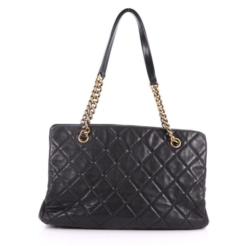 Chanel CC Crown Tote Quilted Leather Medium In Good Condition In NY, NY