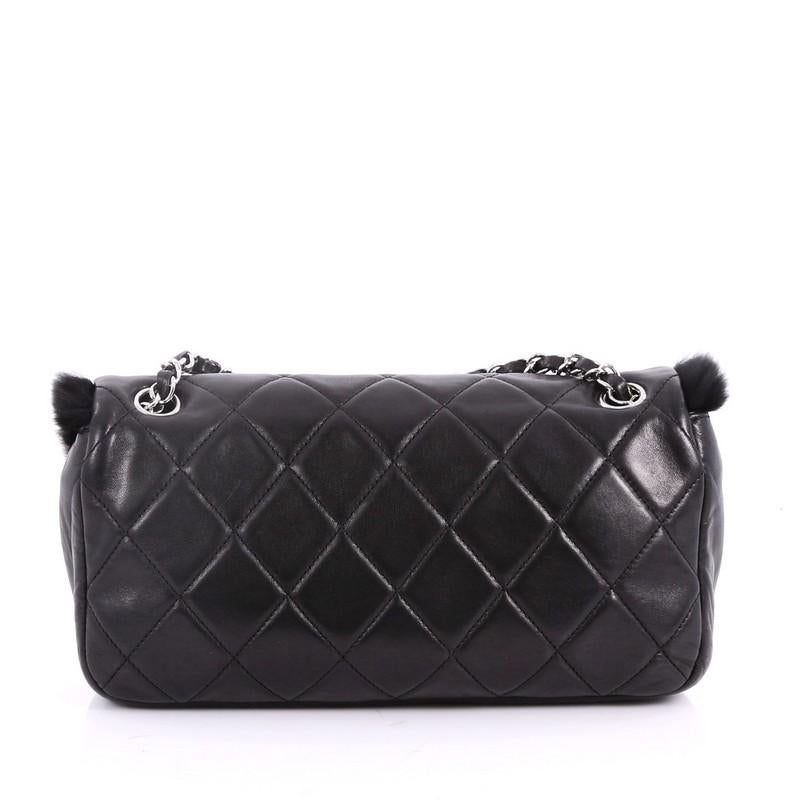 Chanel CC Chain Flap Bag Quilted Lambskin with Rabbit Fur Medium In Good Condition In NY, NY
