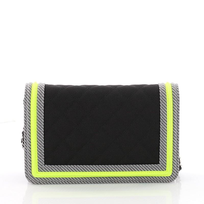 Chanel Fluo Boy Wallet on Chain Quilted Canvas In Good Condition In NY, NY