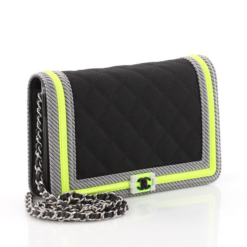 Black Chanel Fluo Boy Wallet on Chain Quilted Canvas