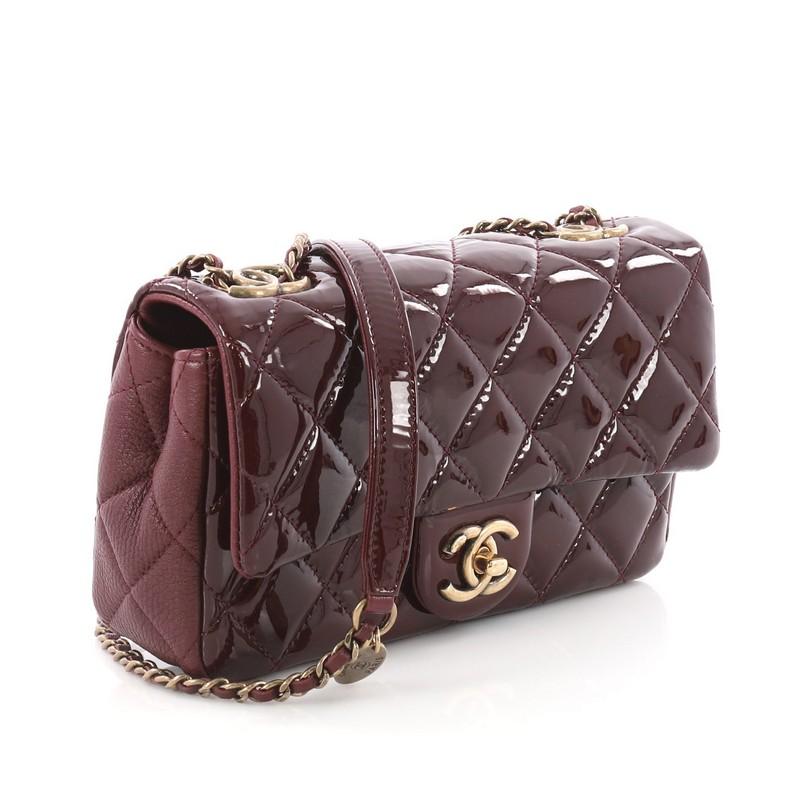 Black Chanel Eyelet Flap Bag Quilted Patent Small