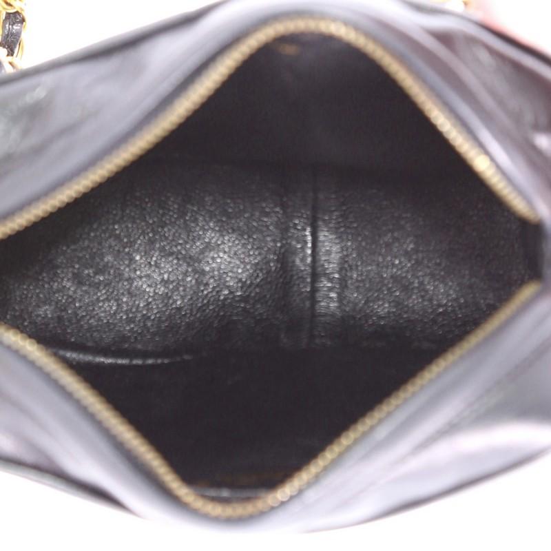 Black Chanel Vintage Diamond CC Camera Bag Quilted Leather Mini