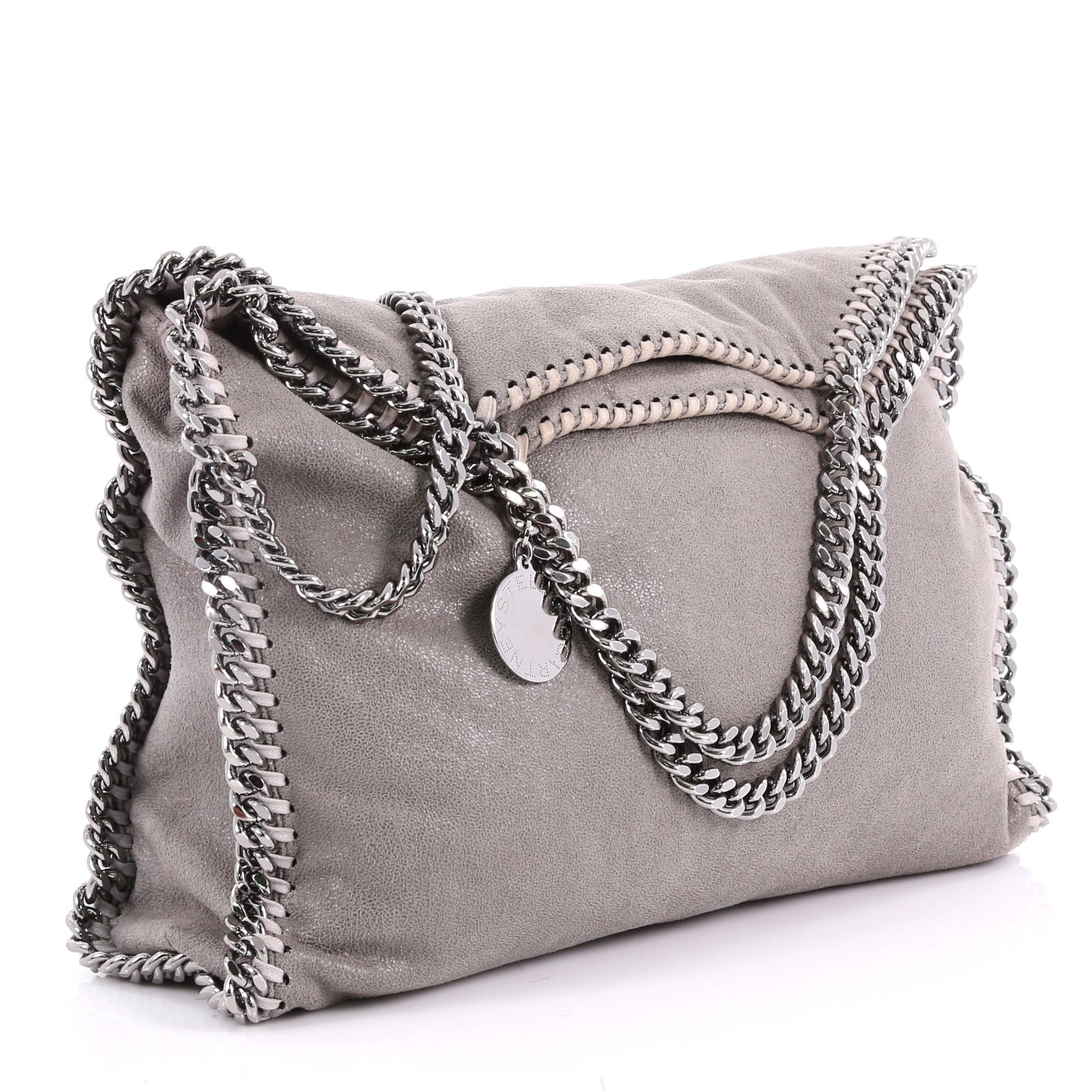 Gray  Stella McCartney Falabella Fold Over Bag Shaggy Deer