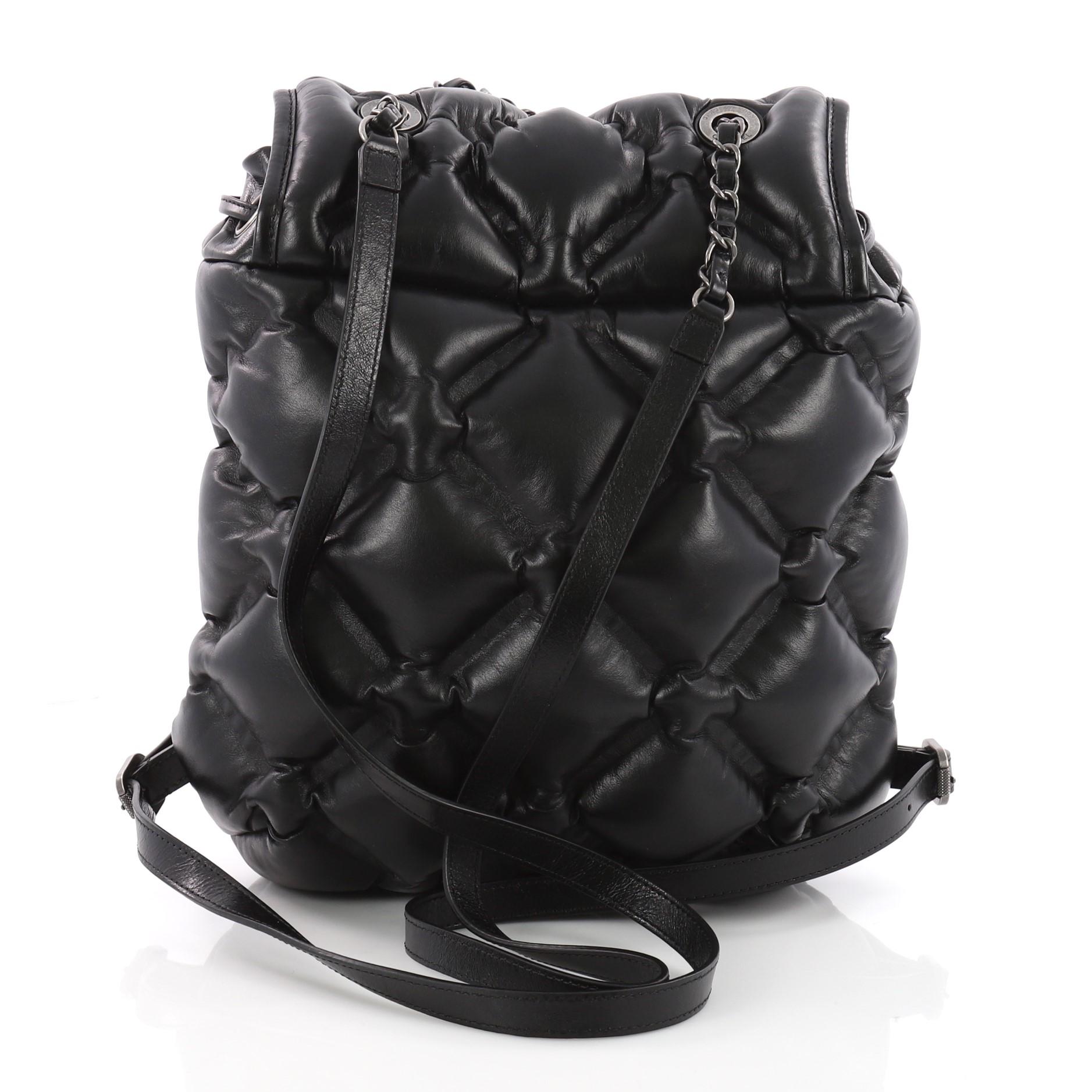 Black Chanel Chesterfield Backpack Quilted Calfskin Medium