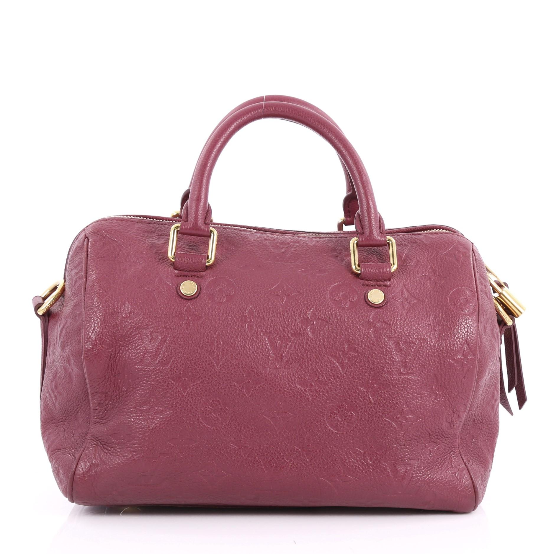 Pink Louis Vuitton Speedy Bandouliere Bag Monogram Empreinte Leather 25