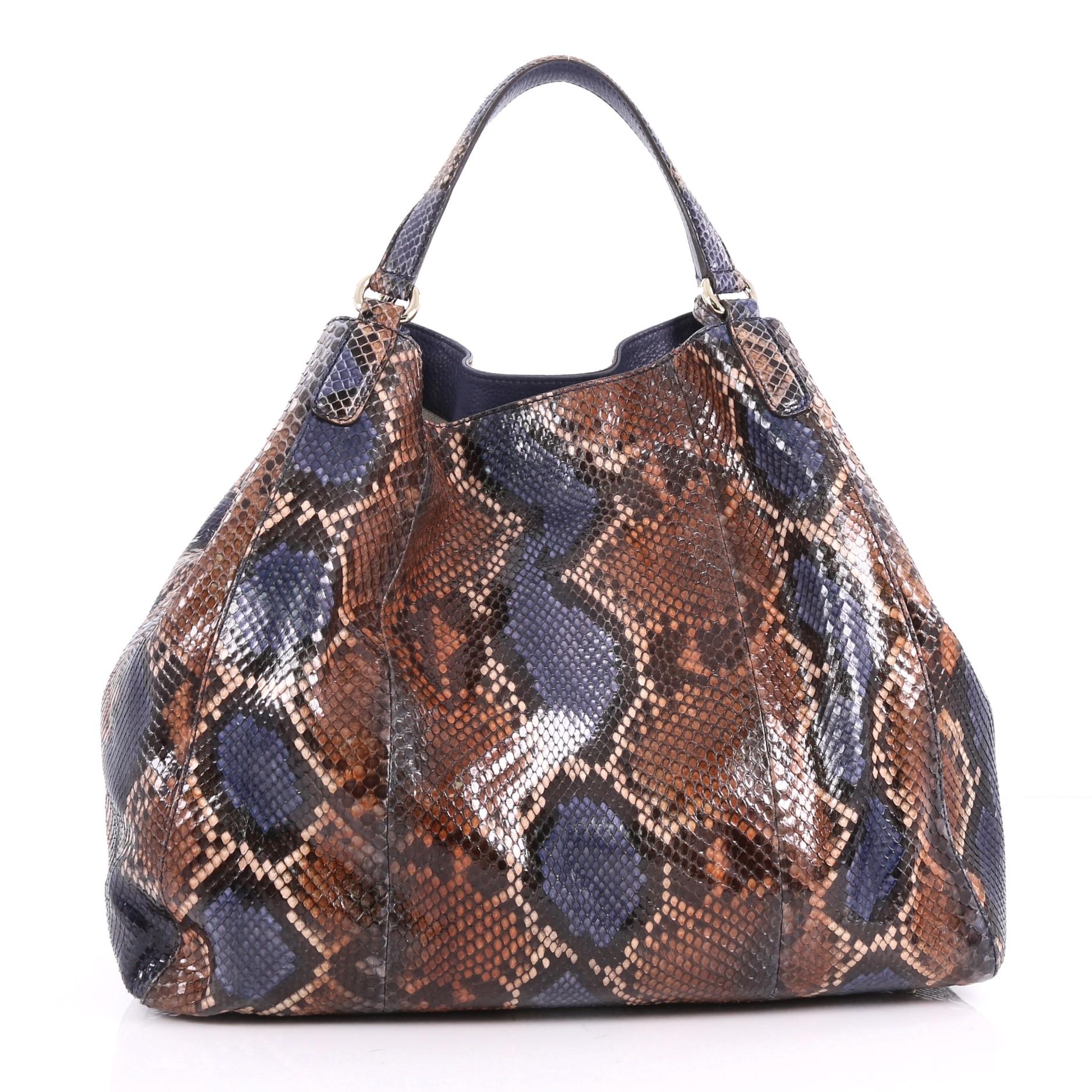 Gray Gucci Soho Shoulder Bag Python Large