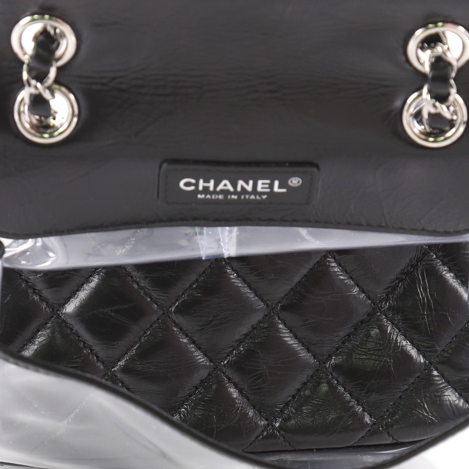 Black Chanel Zip Around Flap Backpack Quilted Crumpled Calfskin and PVC Small
