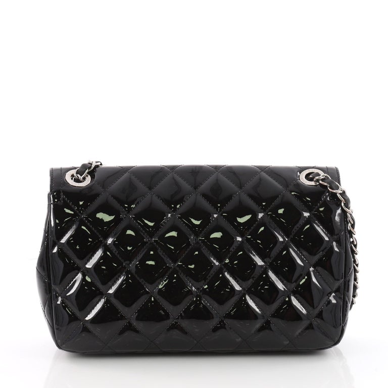 CHANEL Patent Quilted Shiny Coco Small Shopping Bag Black 1284004