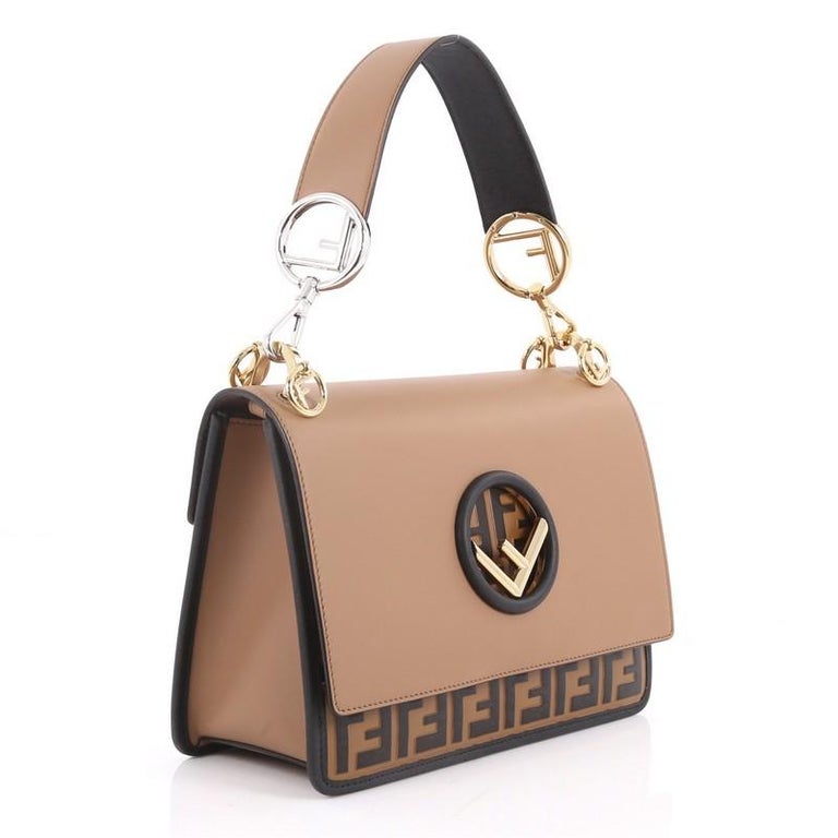 Fendi Kan I F Shoulder Bag Leather and Embossed Zucca Medium at 1stDibs