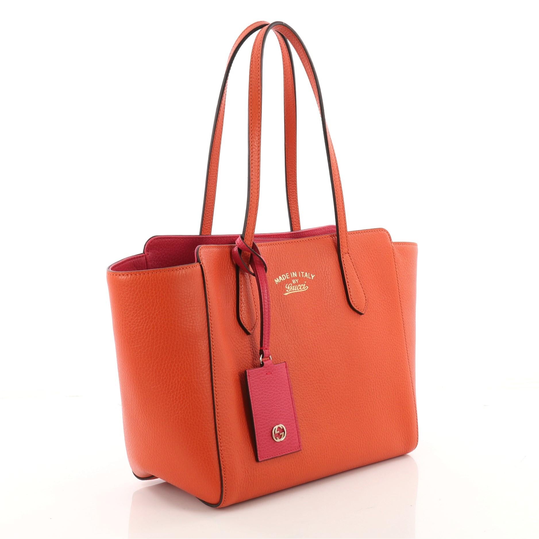 Red Gucci Swing Tote Leather Small