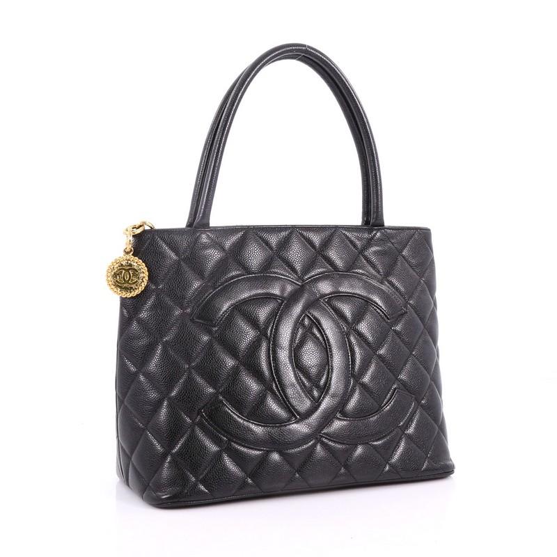 Black Chanel Medallion Quilted Caviar Tote 