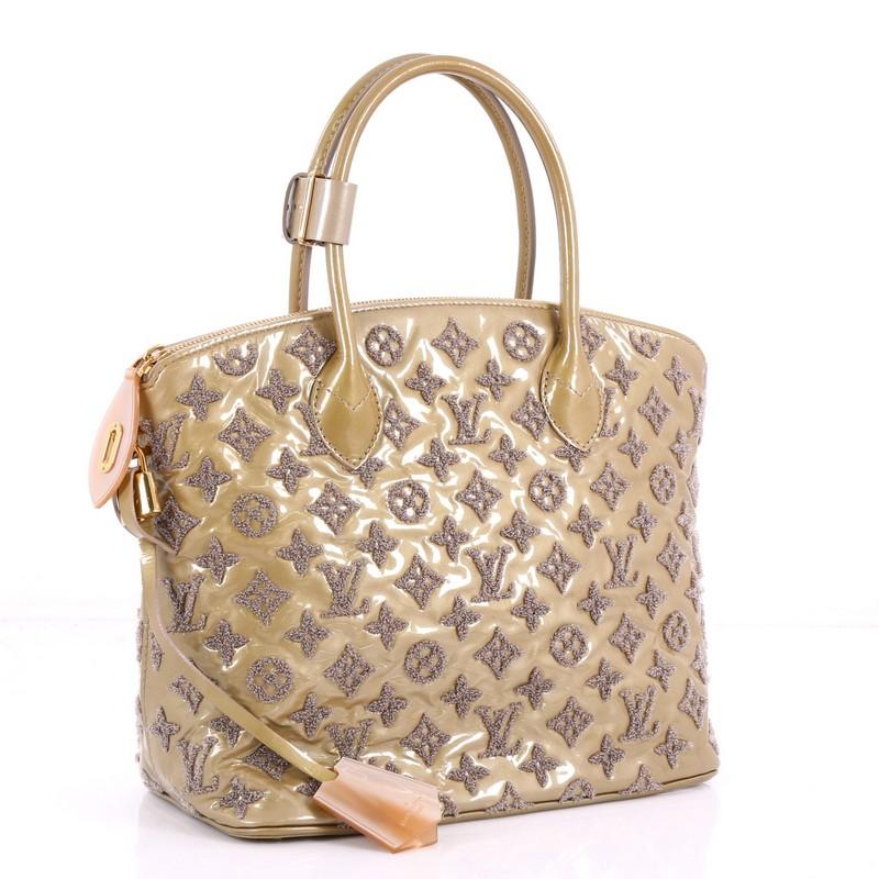 Brown Louis Vuitton Fascination Lockit Patent Lambskin Handbag 