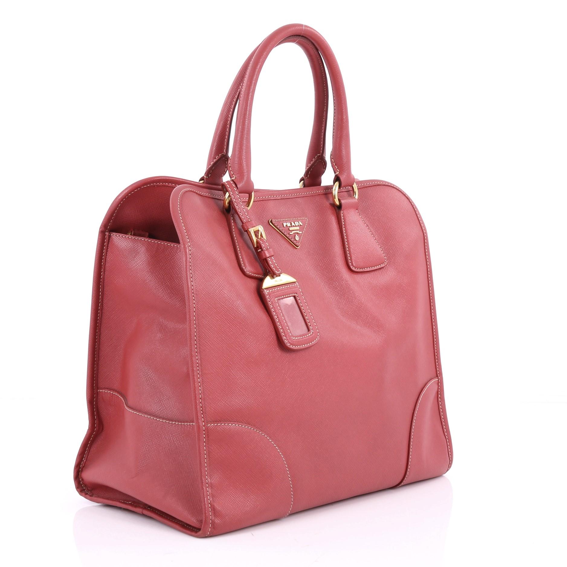 Pink Prada Convertible Shopping Tote Saffiano Leather Large