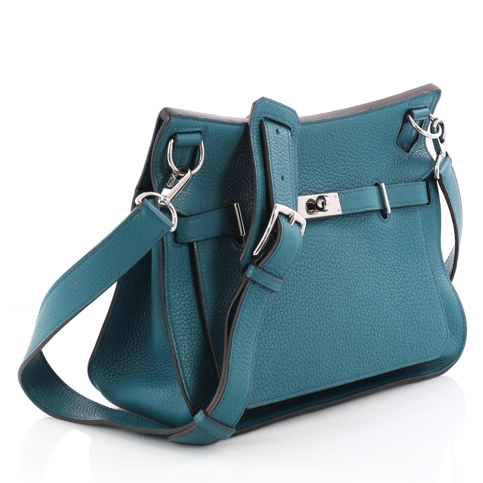 Blue Hermes Jypsiere Handbag Clemence 28 