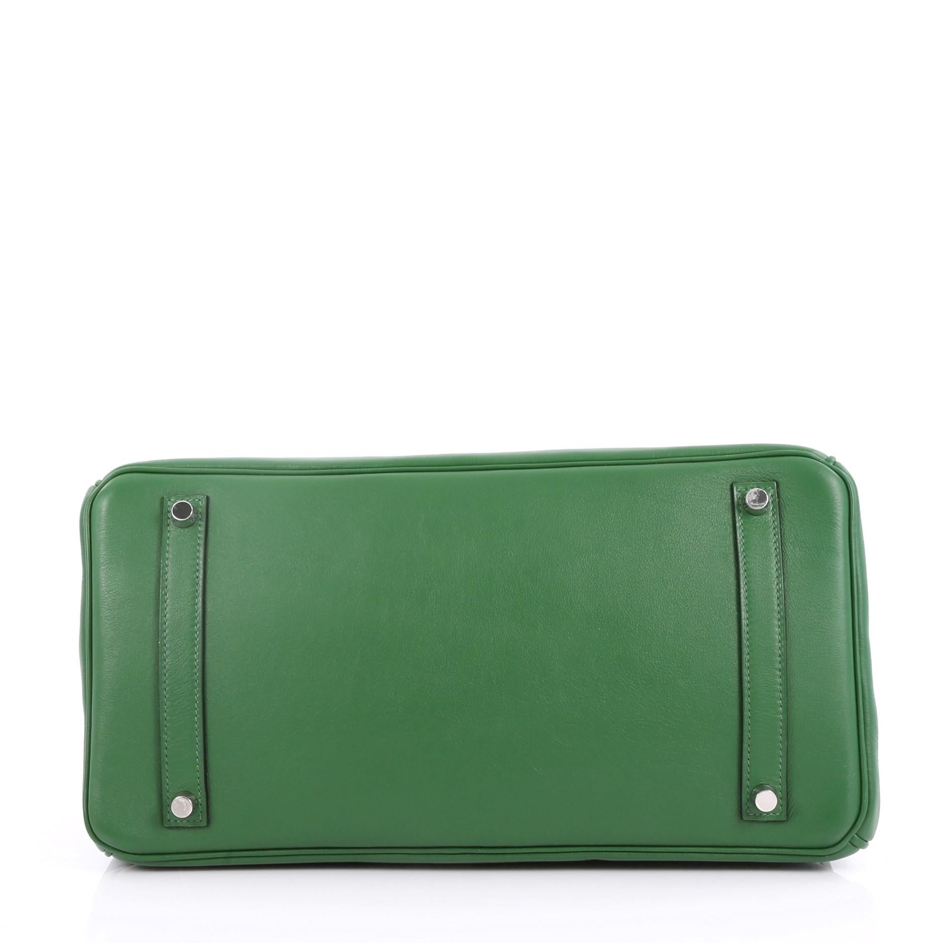 Gray  Hermes Birkin Handbag Vert Bengal Swift with Palladium Hardware 35