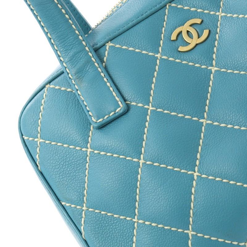 Chanel Surpique Zip Around Satchel Quilted Leather Medium 4