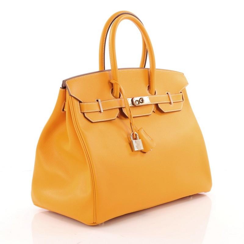 Orange Hermes Candy Birkin Handbag Epsom 35 