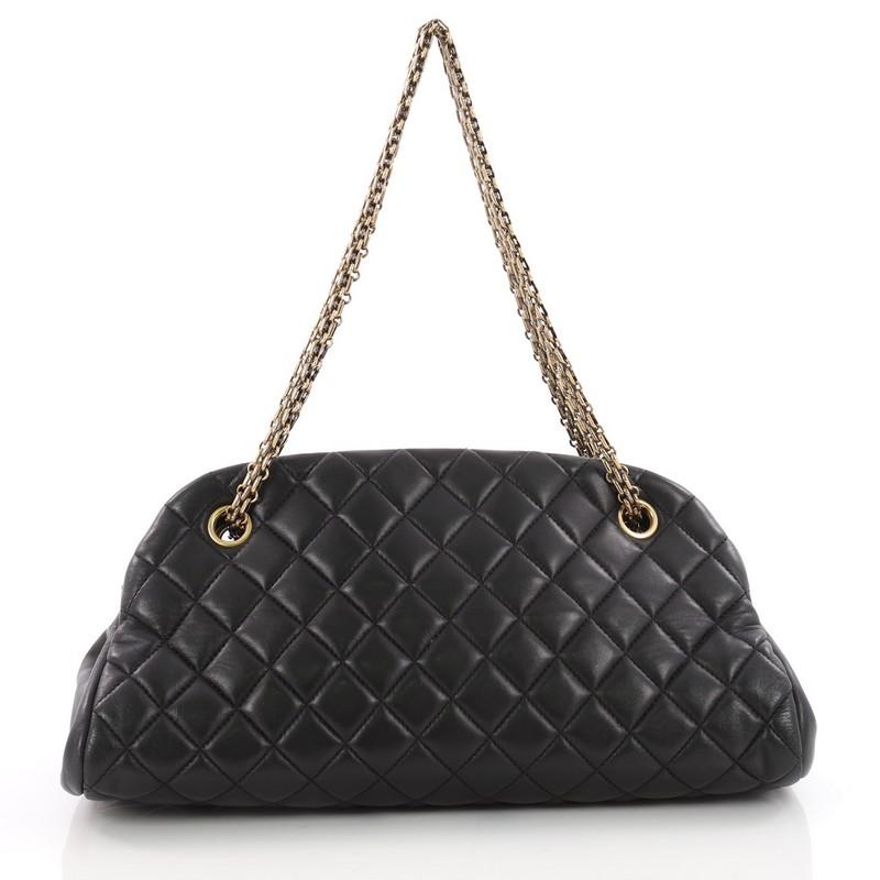 Chanel Just Mademoiselle Handbag Quilted Lambskin Medium  In Good Condition In NY, NY