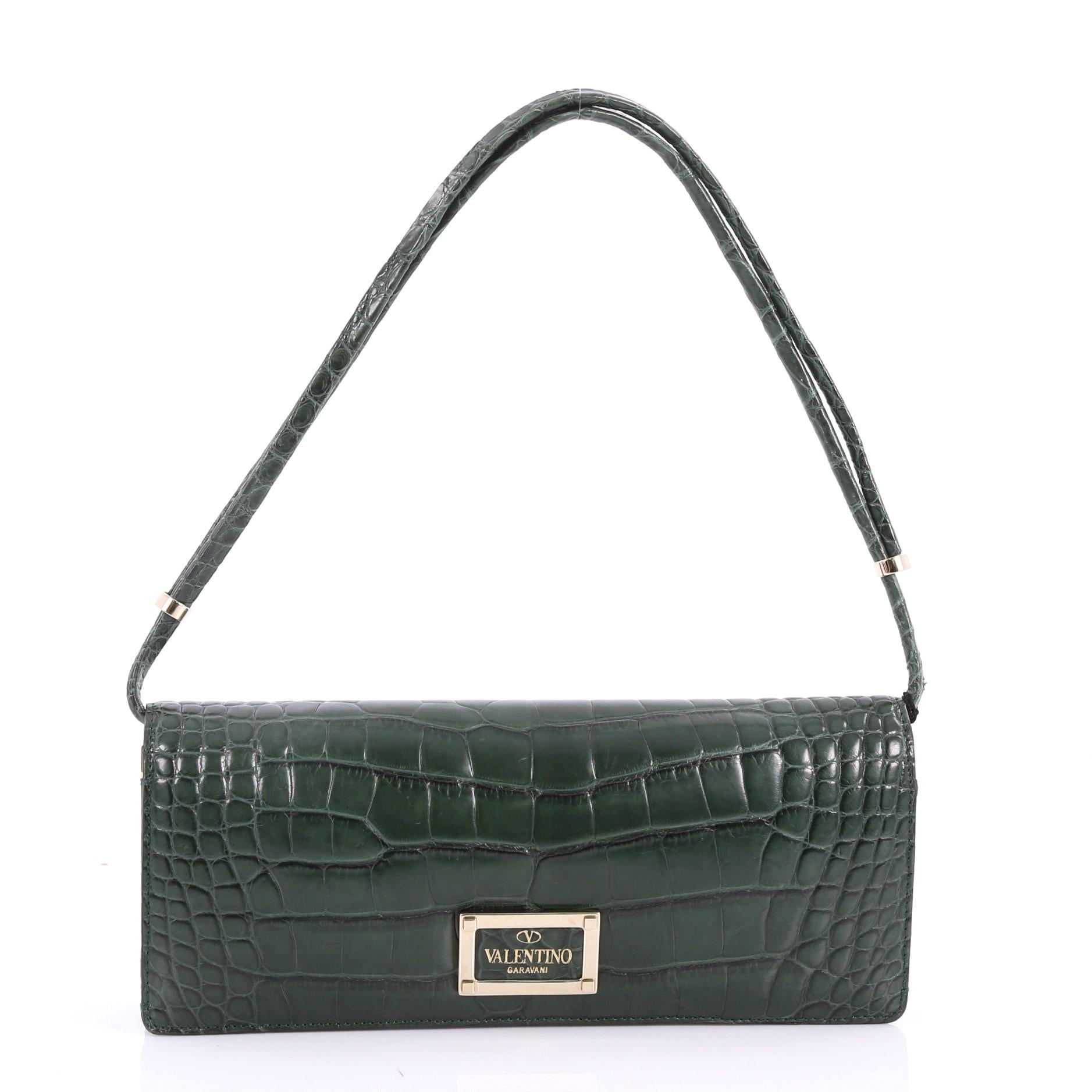 Valentino Flap Clutch Alligator Long In Good Condition In NY, NY