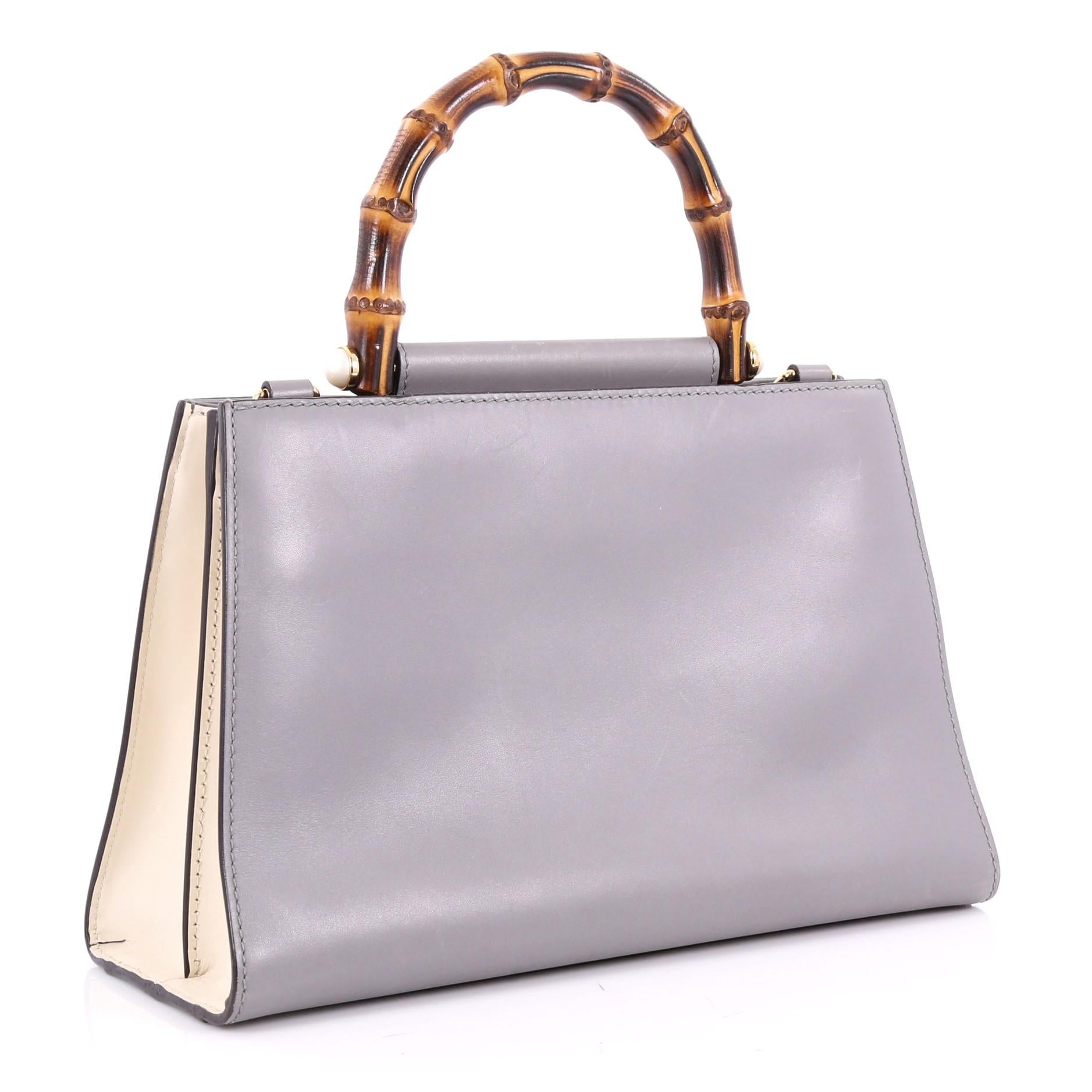 Gray Gucci Nymphaea Top Handle Bag Leather Small 