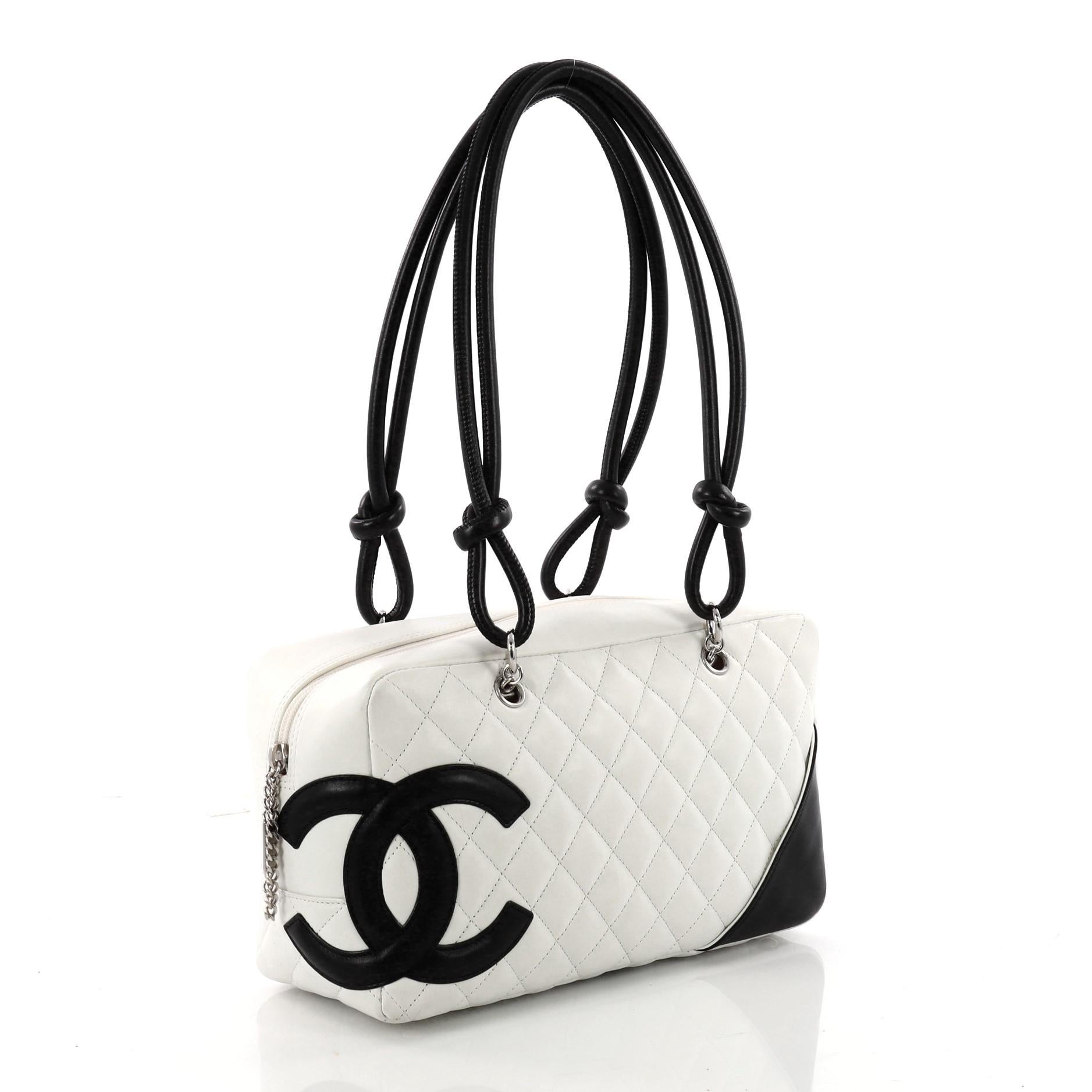 Gray Chanel Cambon Bowler Bag Quilted Leather Medium