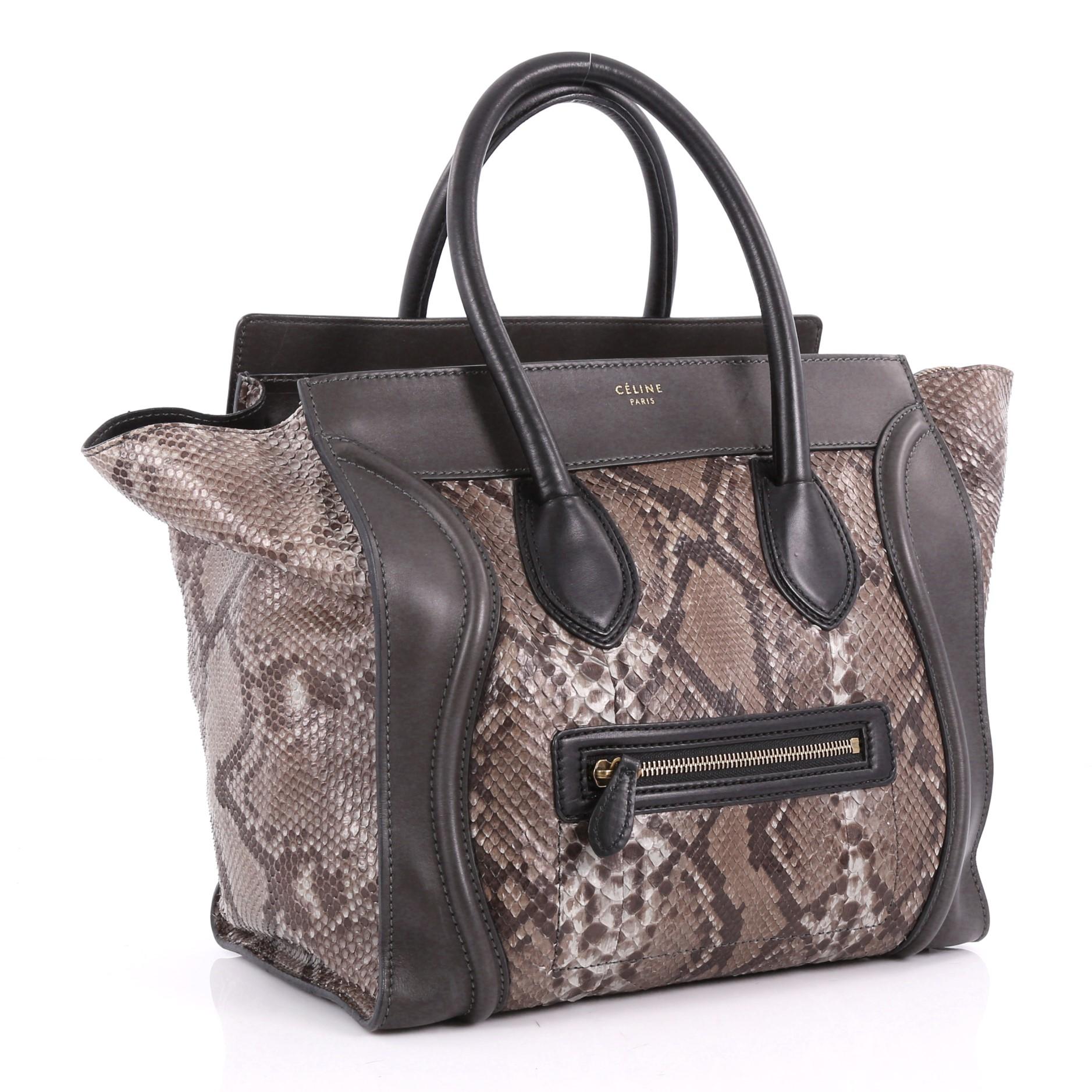 Gray Celine Luggage Handbag Python Mini 