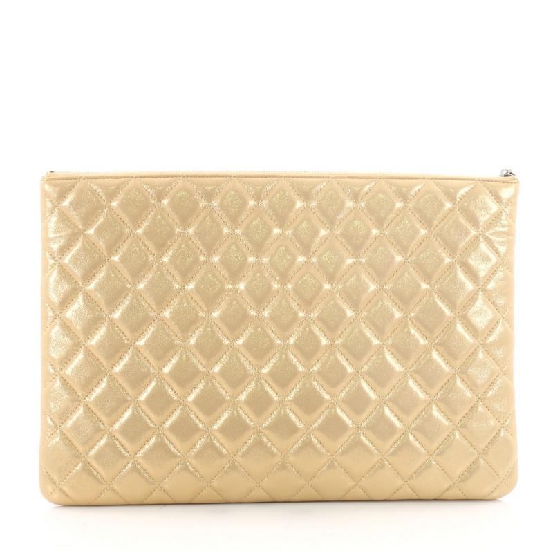 Chanel O Case Clutch Star Embossed Lambskin Large  In Good Condition In NY, NY